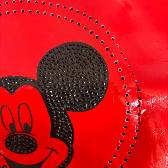 Mickey Mouse Disney Red Bedazzled Red Patent Leather Tote Bag - Picture 9 of 12